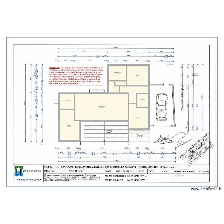 Surface. Plan de 10 pièces et 95 m2