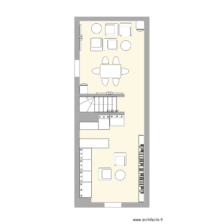 piccolo. Plan de 1 pièce et 32 m2