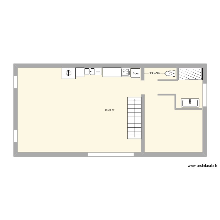 TERRE. Plan de 1 pièce et 65 m2