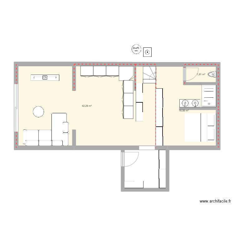 maison vissenty. Plan de 3 pièces et 60 m2