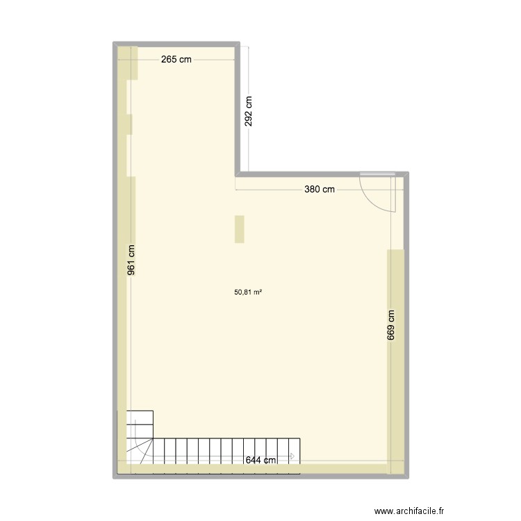 Bureau - ss sol - Base. Plan de 1 pièce et 51 m2