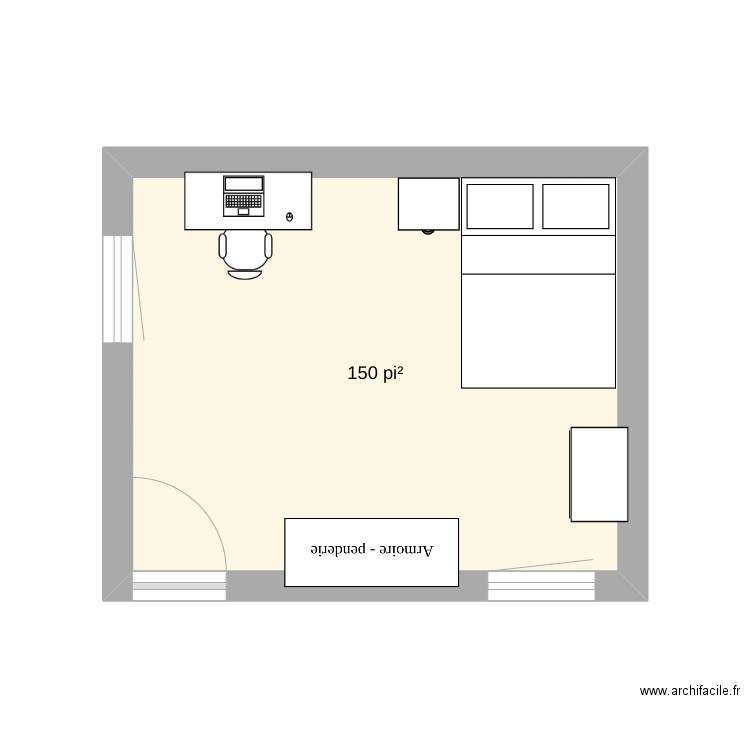 chambre jade. Plan de 1 pièce et 14 m2