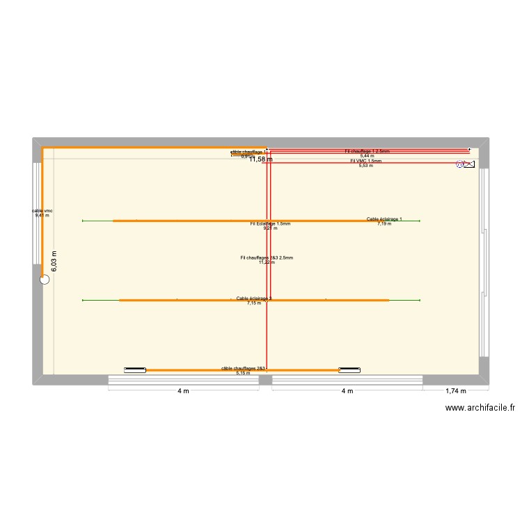 ATELIER YCIF : câbles. Plan de 1 pièce et 70 m2