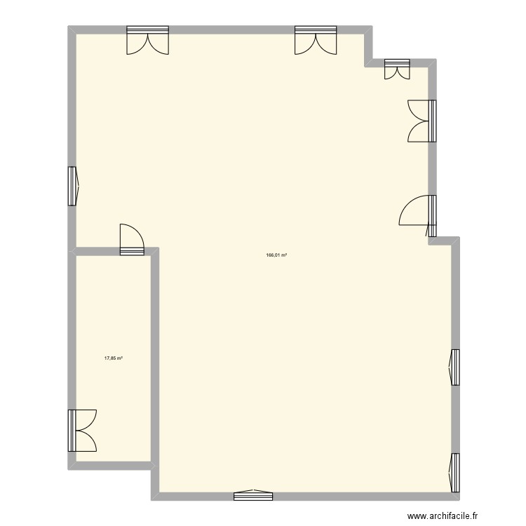 Plan facade. Plan de 2 pièces et 184 m2