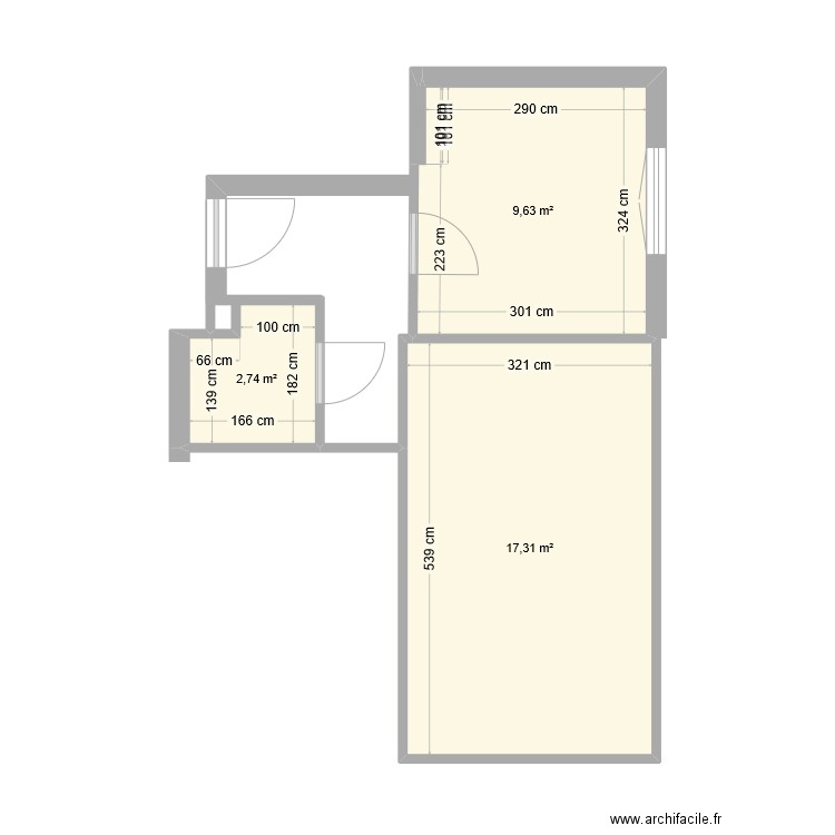 STRAS. Plan de 3 pièces et 30 m2