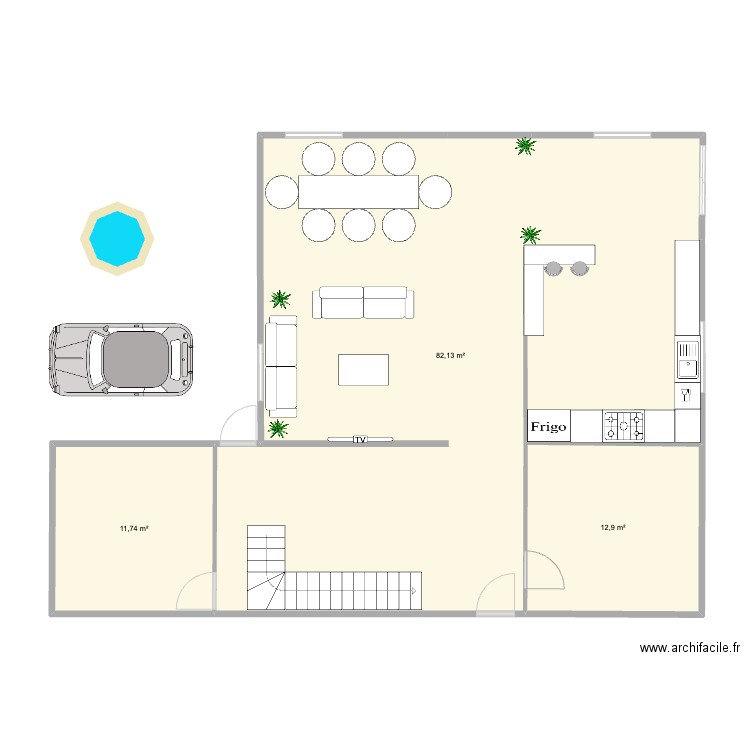 My home. Plan de 3 pièces et 107 m2