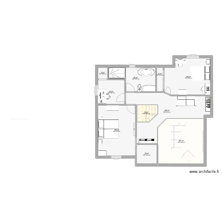 Sheralain 3. Plan de 19 pièces et 184 m2