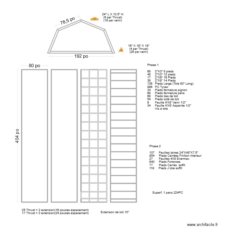 Toit16X32 Aout. Plan de 74 pièces et 84 m2