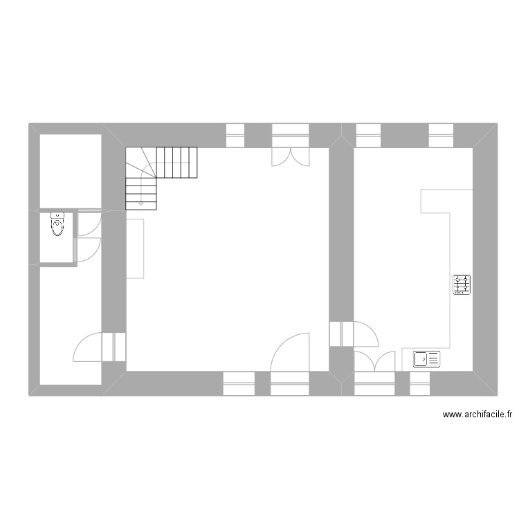 Océane et Gwen Existant. Plan de 3 pièces et 65 m2