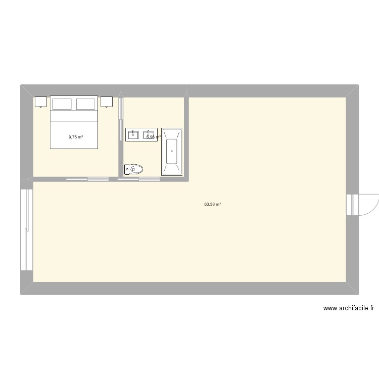 Projet Maison de Hobbit 3. Plan de 3 pièces et 80 m2