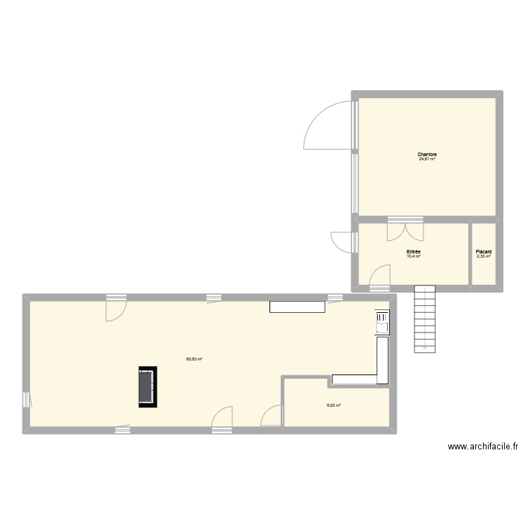 Marey. Plan de 5 pièces et 105 m2