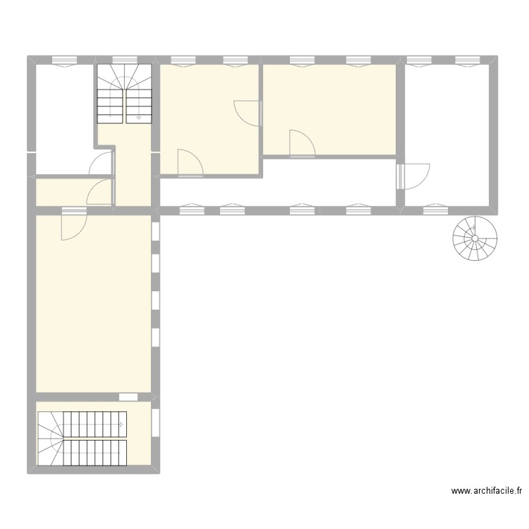 3ème ETAGE. Plan de 2 pièces et 60 m2