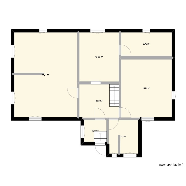 maison rdc. Plan de 7 pièces et 91 m2