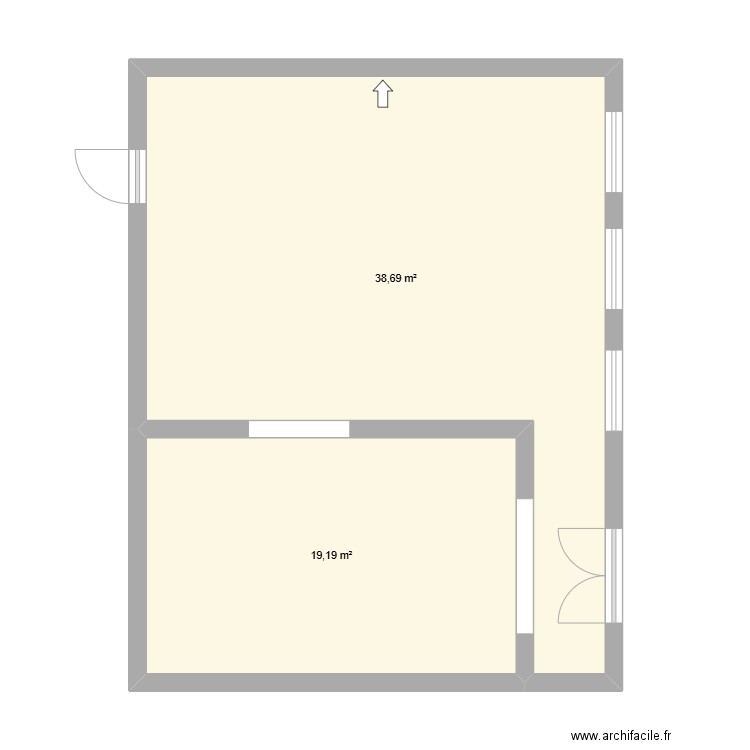 LOCAL SONO. Plan de 2 pièces et 58 m2