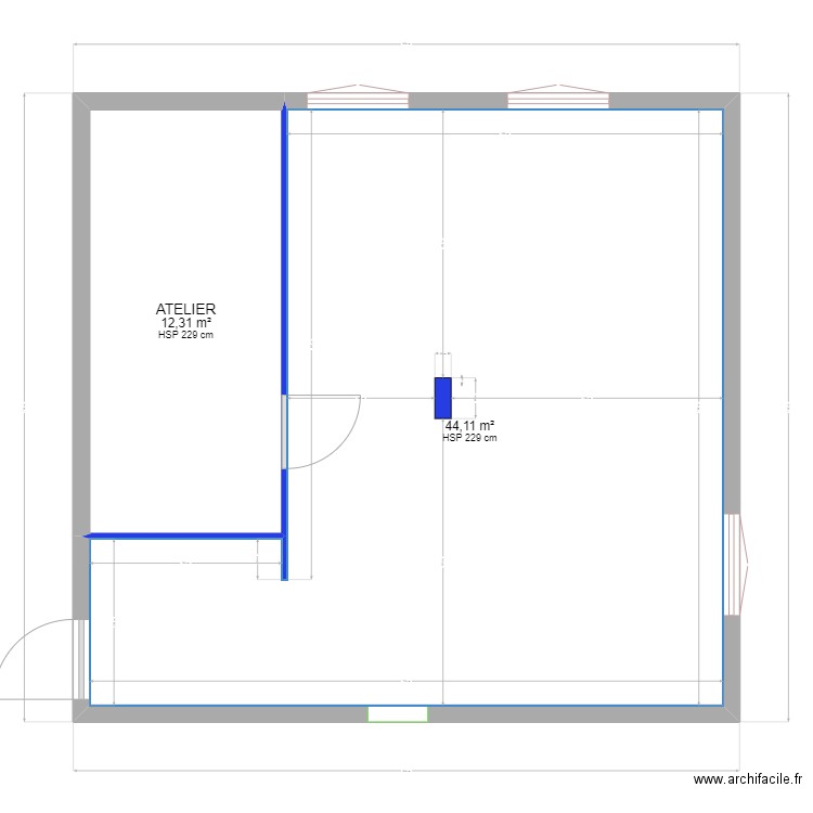 24-06-03-plan-existant-sous-sol-romans. Plan de 2 pièces et 56 m2