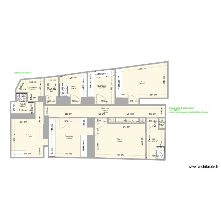 Thil plan fidèle modif Florian. Plan de 23 pièces et 102 m2