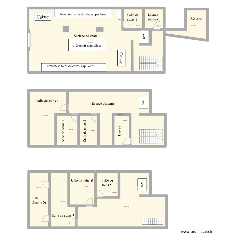 Y.R.. Plan de 3 pièces et 87 m2