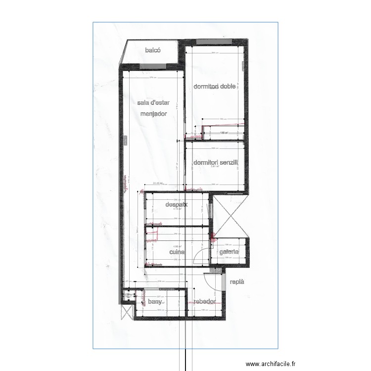 ed. nuria 2-3. sant julià. Plan de 9 pièces et 56 m2