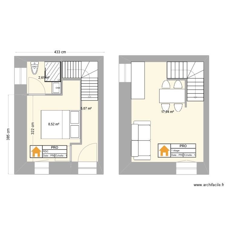 CASAS SANT PASCAL. Plan de 4 pièces et 33 m2