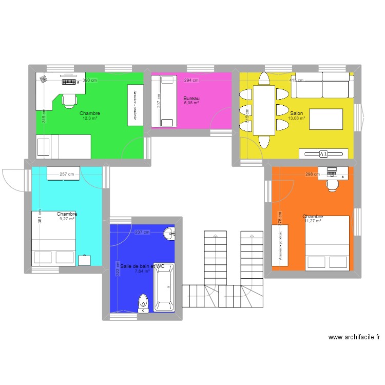 appartement orglandes. Plan de 6 pièces et 60 m2