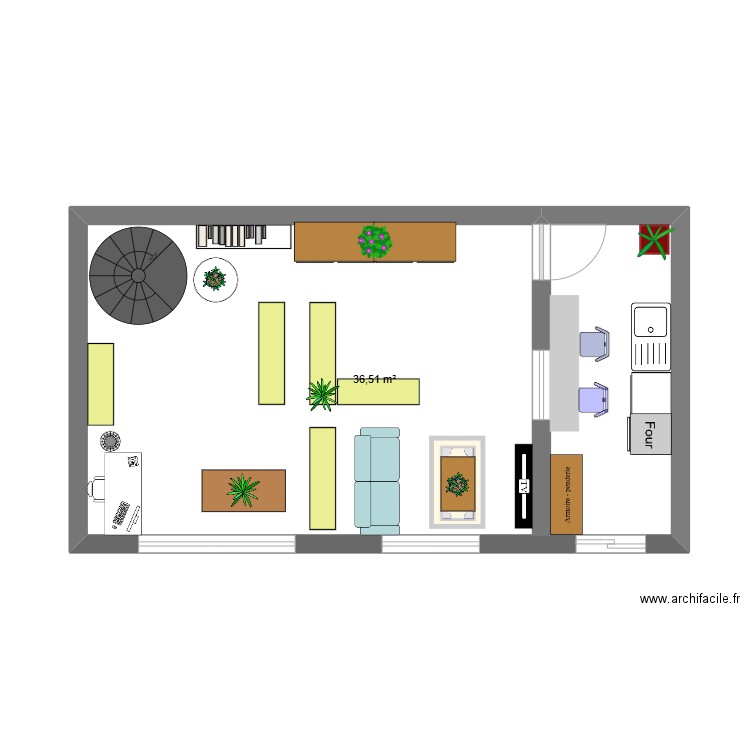 ADOC. Plan de 1 pièce et 37 m2