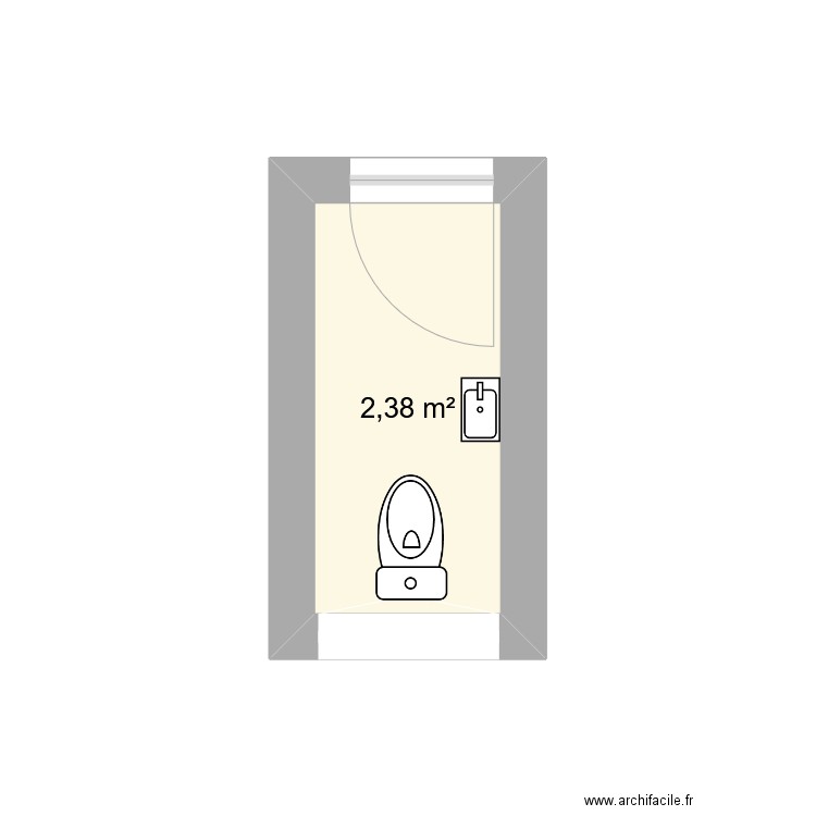 Sepeix wc. Plan de 1 pièce et 2 m2