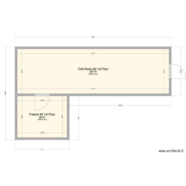 DES Freezer 4 Cold Room 2. Plan de 2 pièces et 35 m2