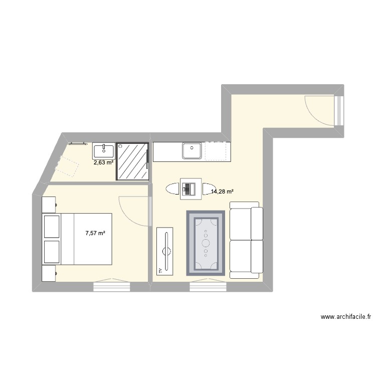 Paris 18. Plan de 3 pièces et 24 m2