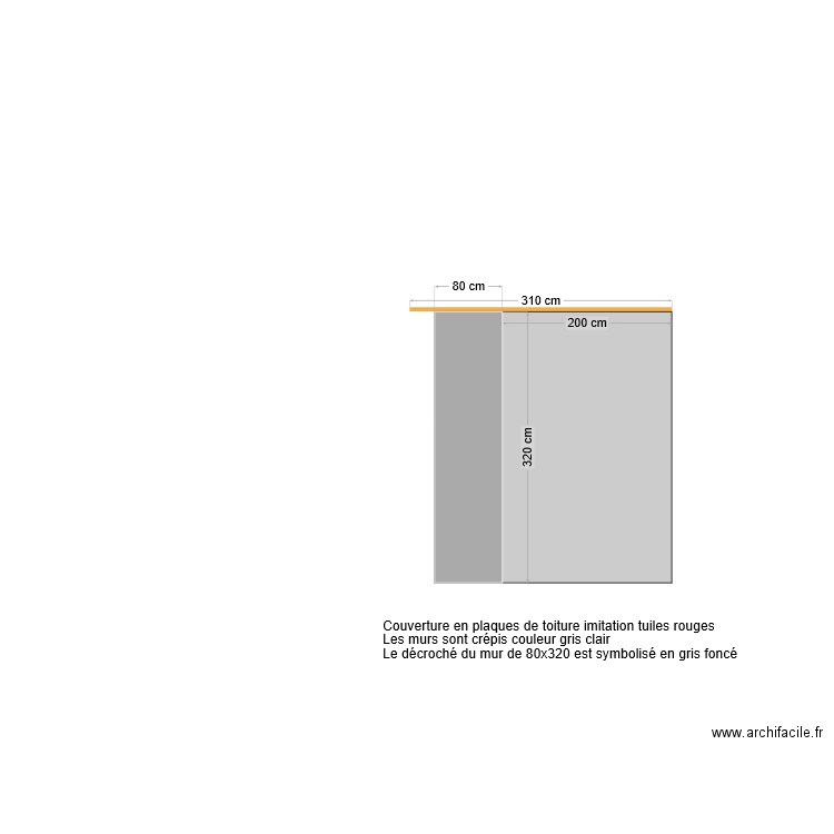 Plan de face abri de jardin (face sud). Plan de 0 pièce et 0 m2