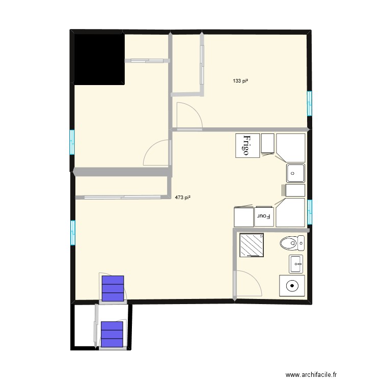 Appartement après renovation. Plan de 3 pièces et 59 m2