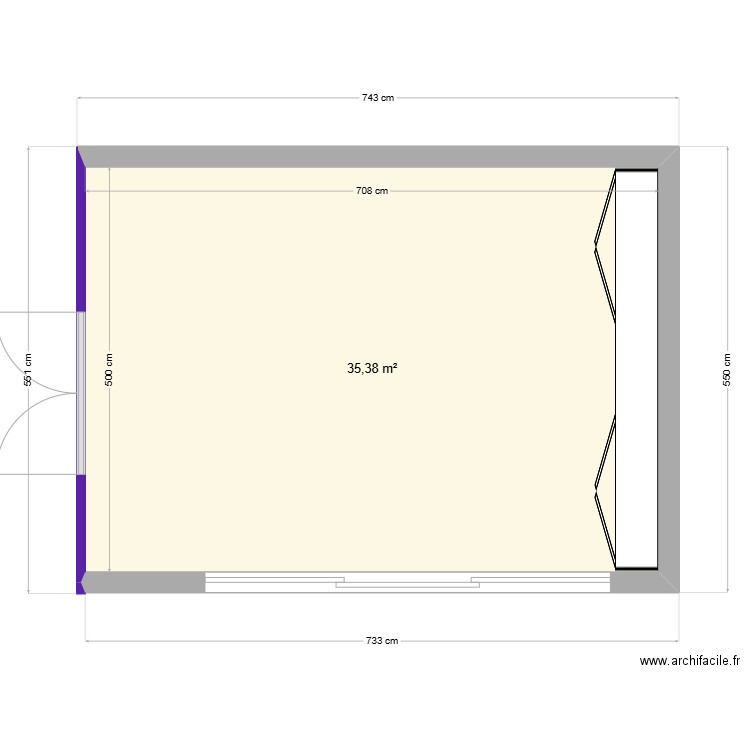 SALLE PEINTURE. Plan de 1 pièce et 35 m2