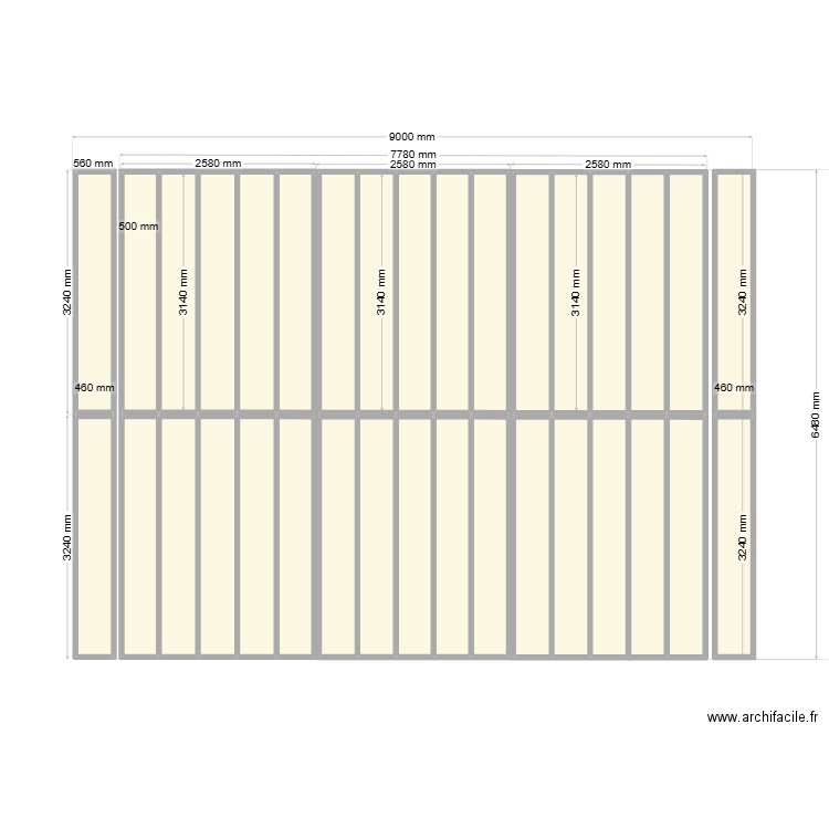 structure carport LES MAGES. Plan de 34 pièces et 49 m2