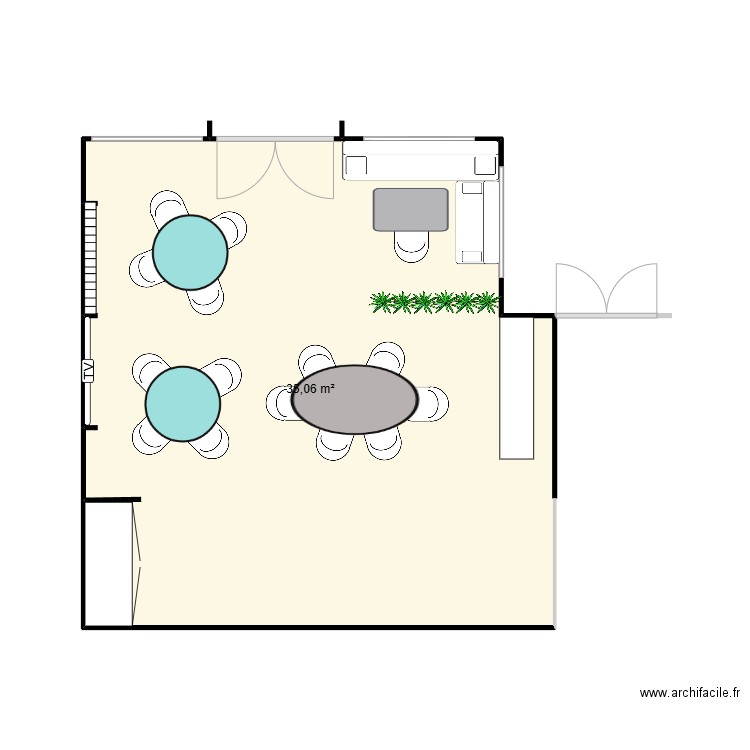 orfea. Plan de 1 pièce et 35 m2