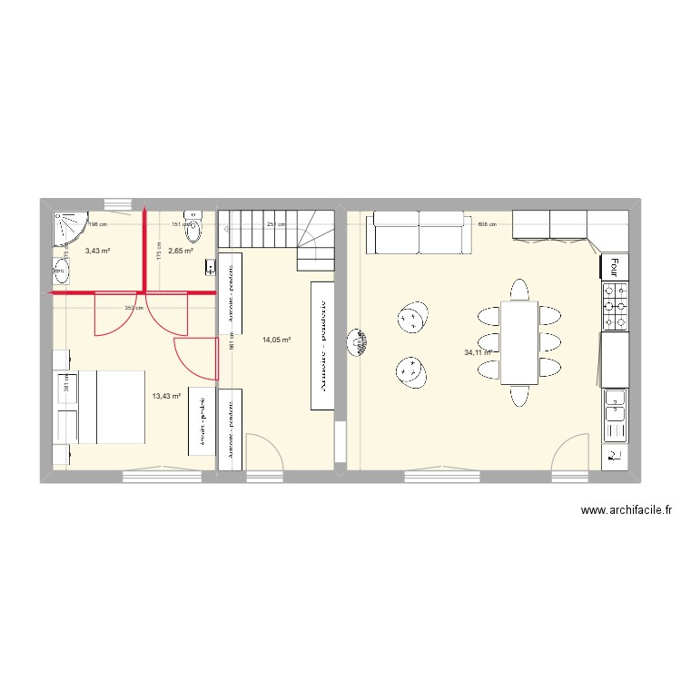 PLOUBAZ projet. Plan de 5 pièces et 68 m2