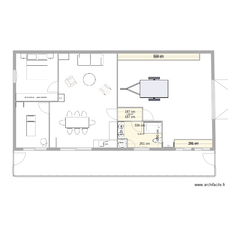 Pougne. Plan de 4 pièces et 13 m2