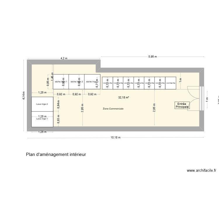 Plan aménagement intérieur Valras. Plan de 1 pièce et 32 m2