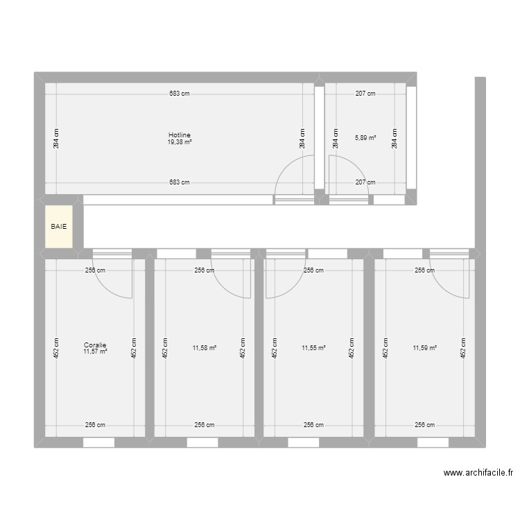 rdc v2. Plan de 7 pièces et 72 m2