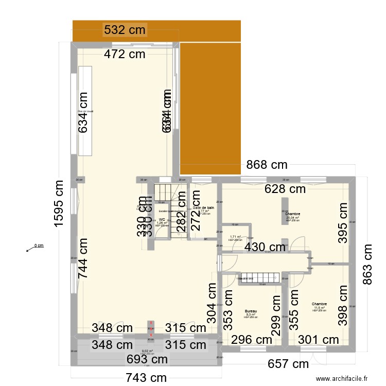 extension maison. Plan de 17 pièces et 263 m2