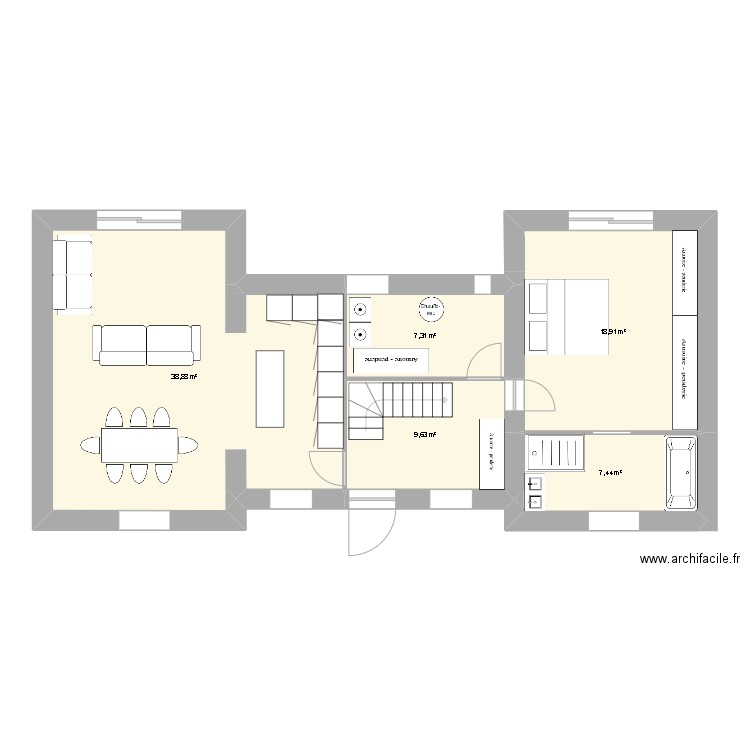 maison papa et maman. Plan de 5 pièces et 82 m2