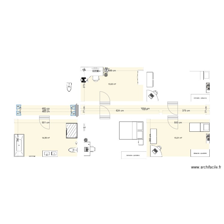 maison louane. Plan de 5 pièces et 55 m2