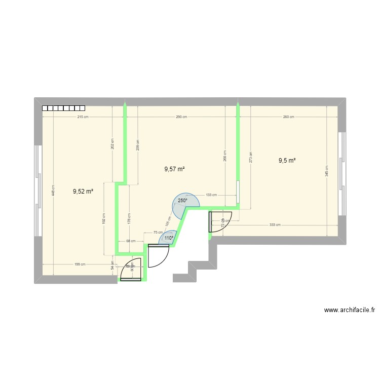 Plan dimensions. Plan de 3 pièces et 29 m2