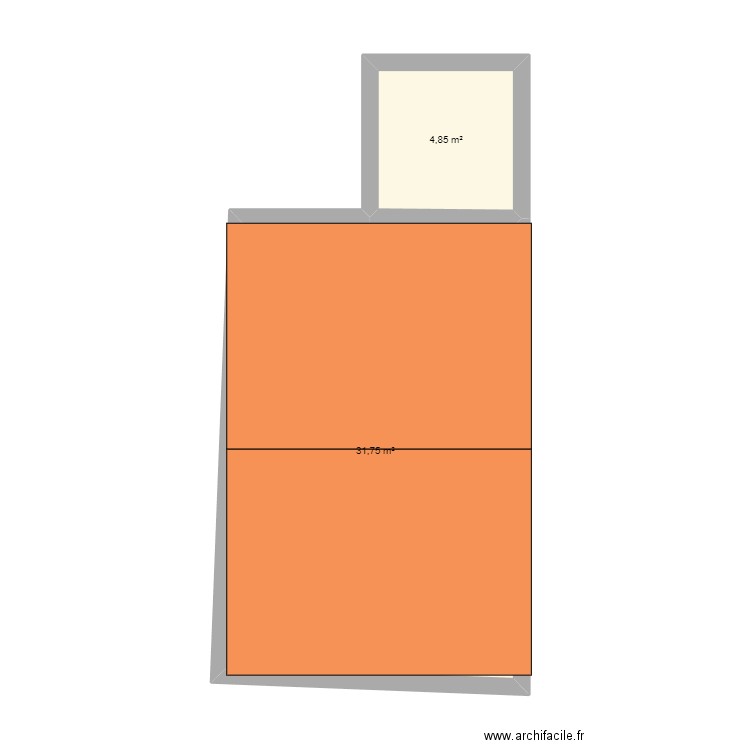 maison. Plan de 2 pièces et 37 m2