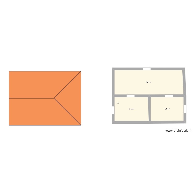 enclot. Plan de 3 pièces et 41 m2