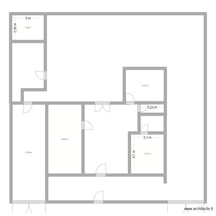 uniquement librairie. Plan de 6 pièces et 80 m2