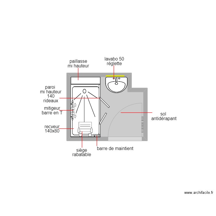 LAMHIEN. Plan de 1 pièce et 3 m2