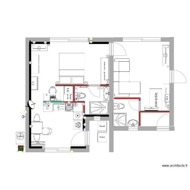 Chambre 7 - Chambre 6 - V5 - Prises. Plan de 0 pièce et 0 m2