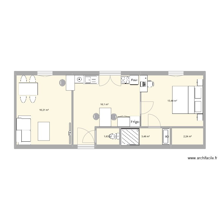 2TNE1 daniel kotowski. Plan de 6 pièces et 53 m2