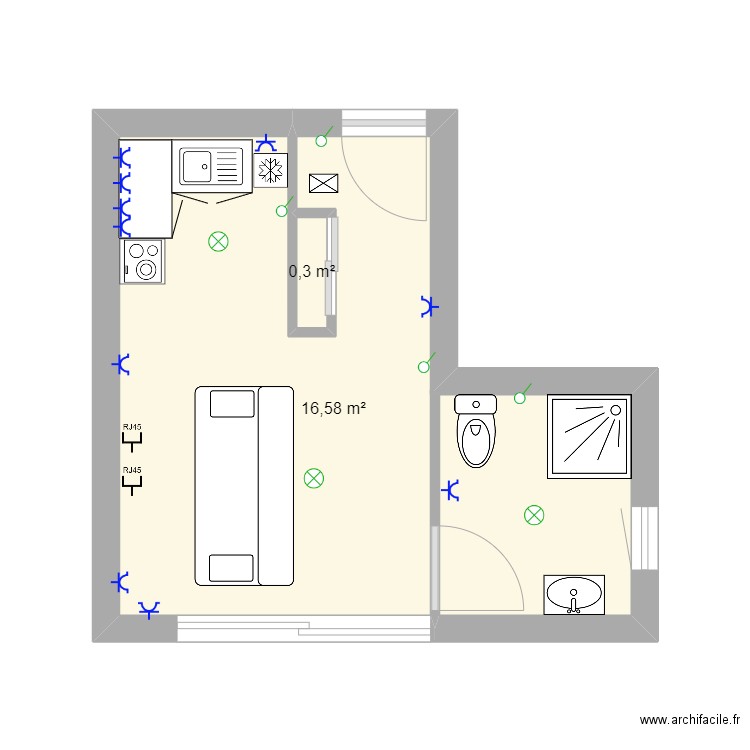 zIYAD. Plan de 2 pièces et 17 m2