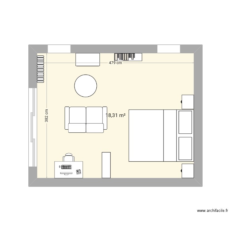 Appart Gwen. Plan de 1 pièce et 18 m2