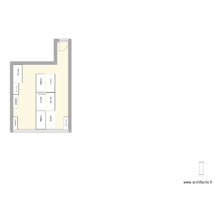 bureau QC - proposition 1. Plan de 1 pièce et 29 m2